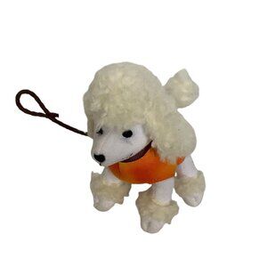 American Girl White Poodle Dog Plush With Orange Sweater & Leash 5”x4”